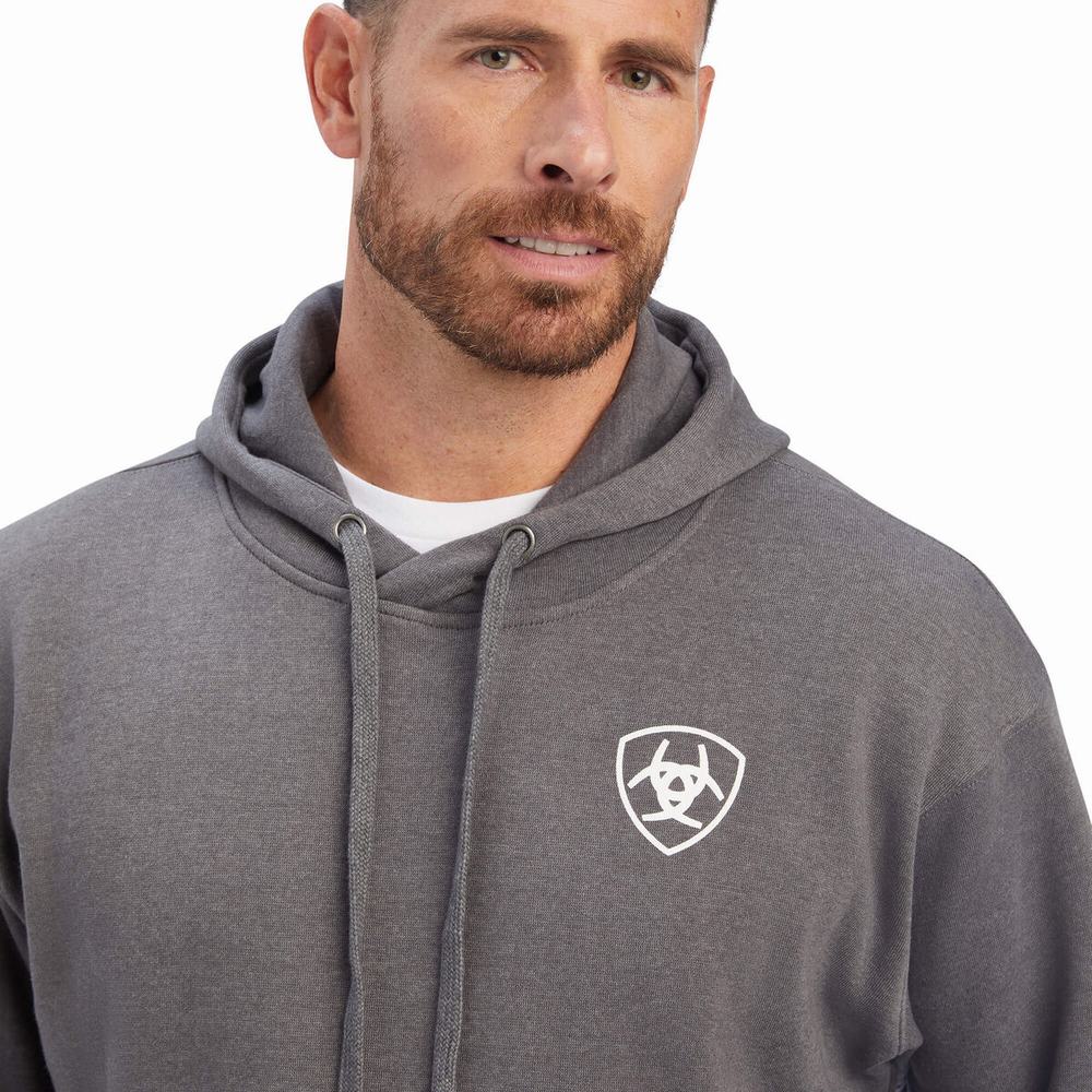 Ariat Southwest Shield Hoodie Herr Grå | 721-XSTMNU