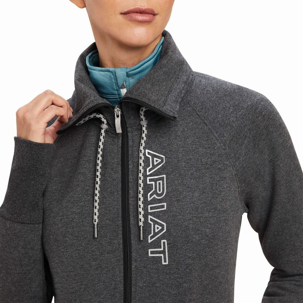 Ariat Team Logo Full Zip Hoodie Dam Grå | 269-OQCMKJ