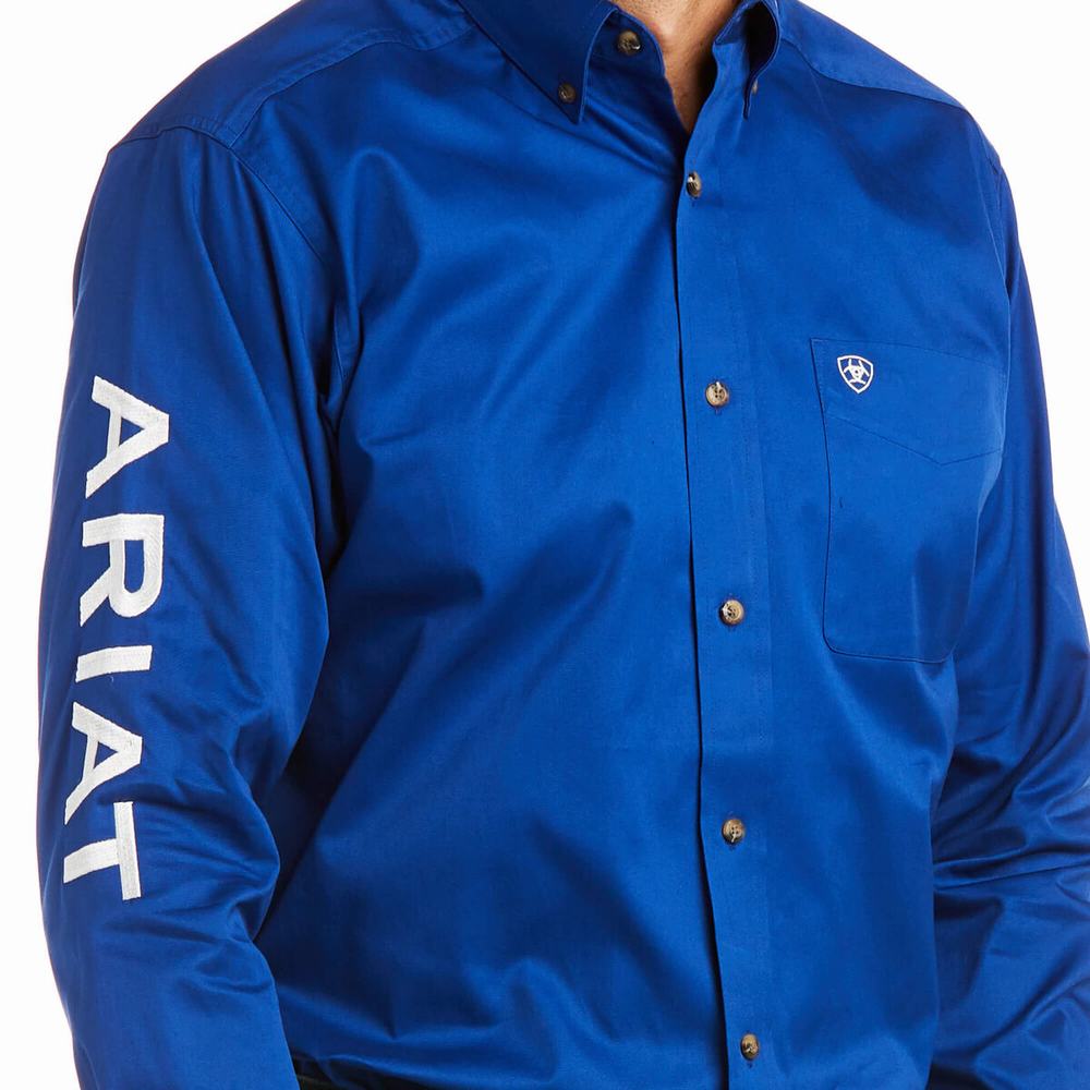 Ariat Team Logo Twill Fitted Skjorta Herr Vita | 987-UWGDEI