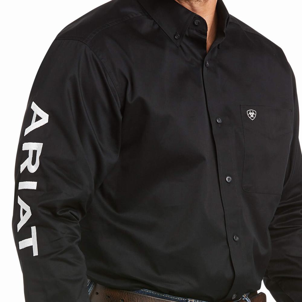 Ariat Team Logo Twill Klassiska Fit Skjorta Herr Svarta Vita | 379-VBKMRQ