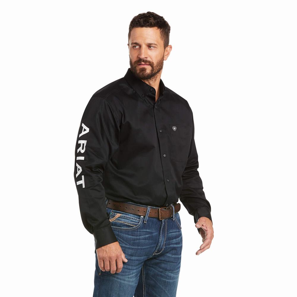 Ariat Team Logo Twill Klassiska Fit Skjorta Herr Svarta Vita | 379-VBKMRQ