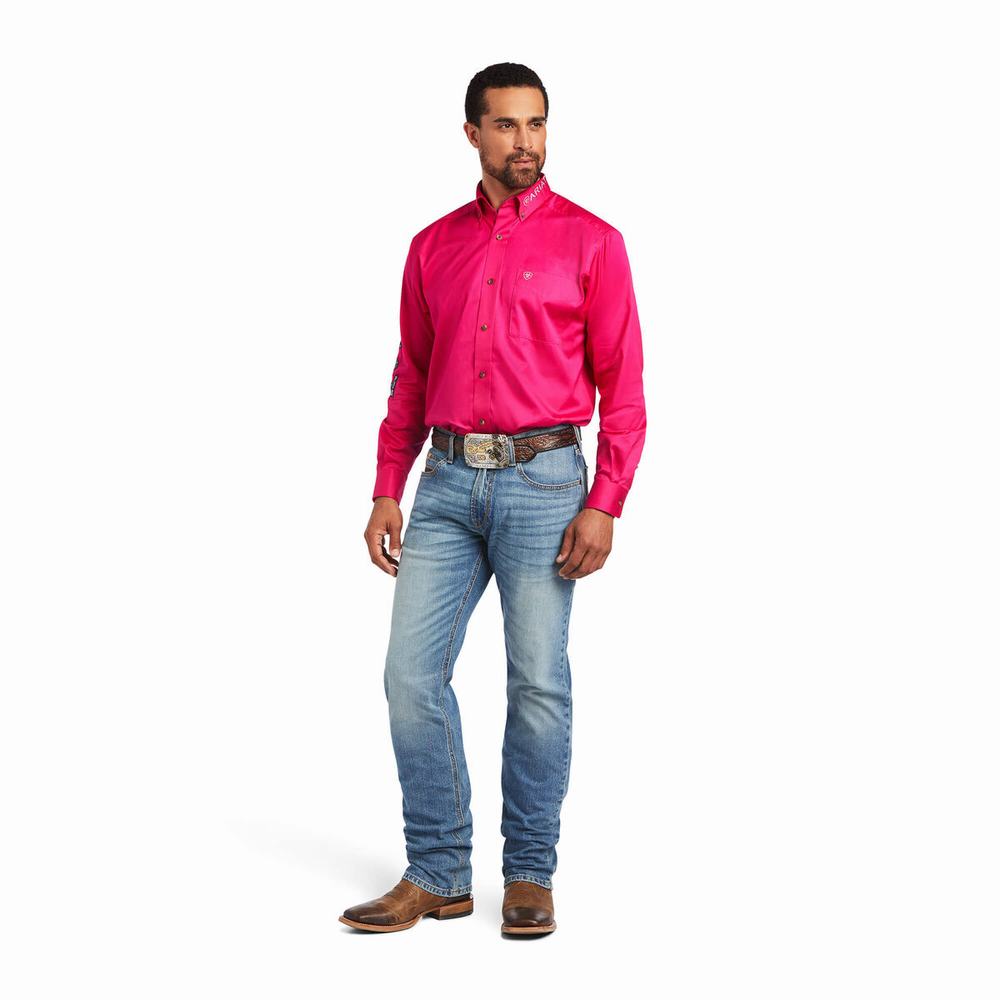 Ariat Team Logo Twill Klassiska Fit Skjorta Herr Rosa | 457-HLPSMC