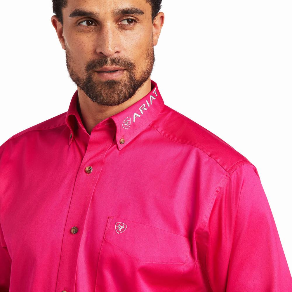 Ariat Team Logo Twill Klassiska Fit Skjorta Herr Rosa | 457-HLPSMC