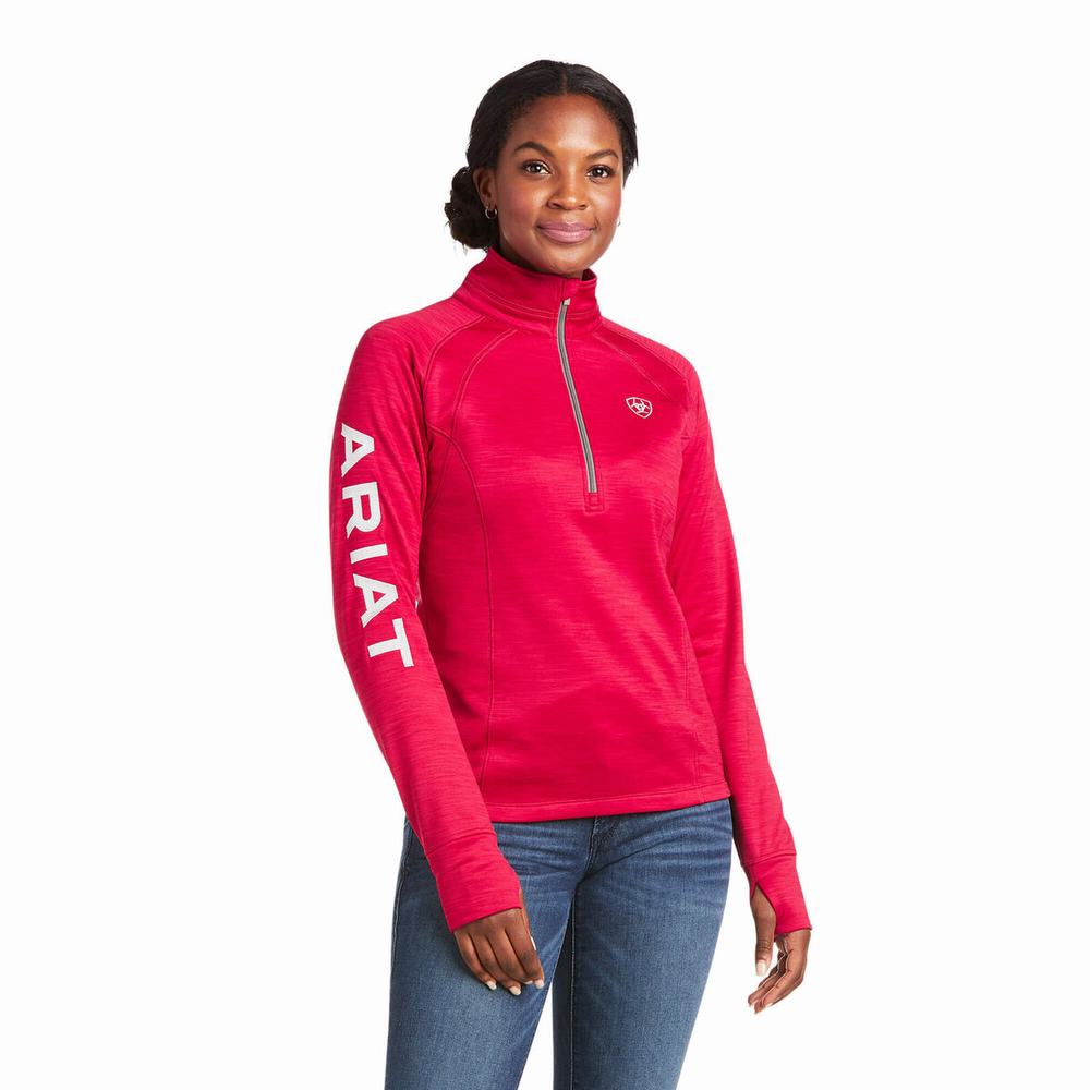 Ariat Tek Team 1/2 Zip Hoodie Dam Röda | 184-AUDJQM