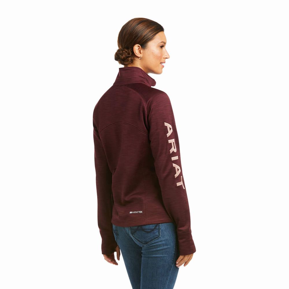 Ariat Tek Team 1/2 Zip Hoodie Dam Vinröda | 423-WGCTJY