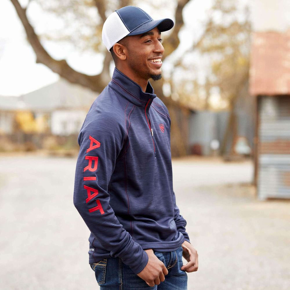 Ariat Tek Team 1/2 Zip Hoodie Herr Marinblå | 386-FIHBME