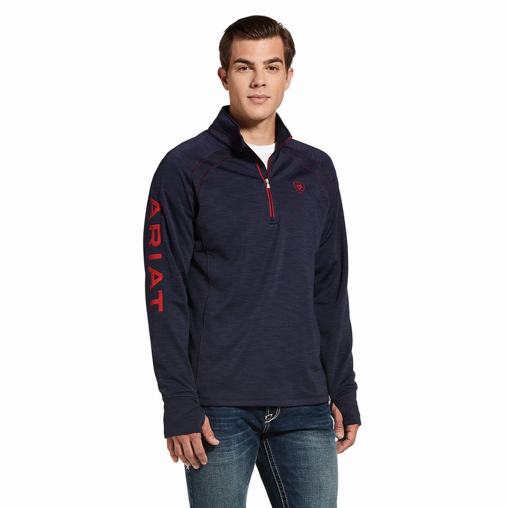 Ariat Tek Team 1/2 Zip Hoodie Herr Marinblå | 386-FIHBME