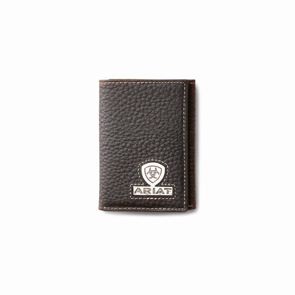 Ariat Trifold Stacked Logo Plånbok Herr Bruna | 930-HEUTSX