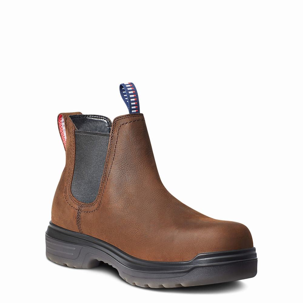 Ariat Turbo Chelsea USA Assembled Vattentäta Carbon Tå Chelsea Boots Herr Bruna | 519-CKBMFE