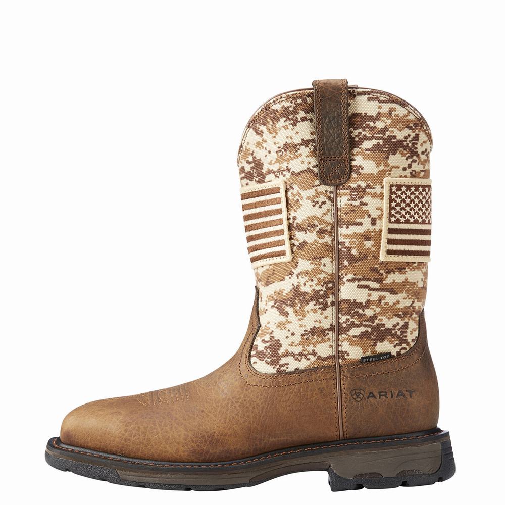 Ariat WorkHog Patriot Steel Tå Arbetskängor Herr Bruna Camo | 132-EYVCQP