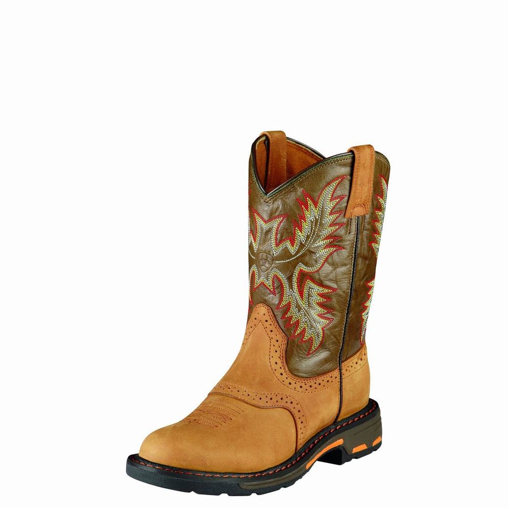 Ariat WorkHog Pull On Western Stövlar Barn Bruna | 236-NQCKDR