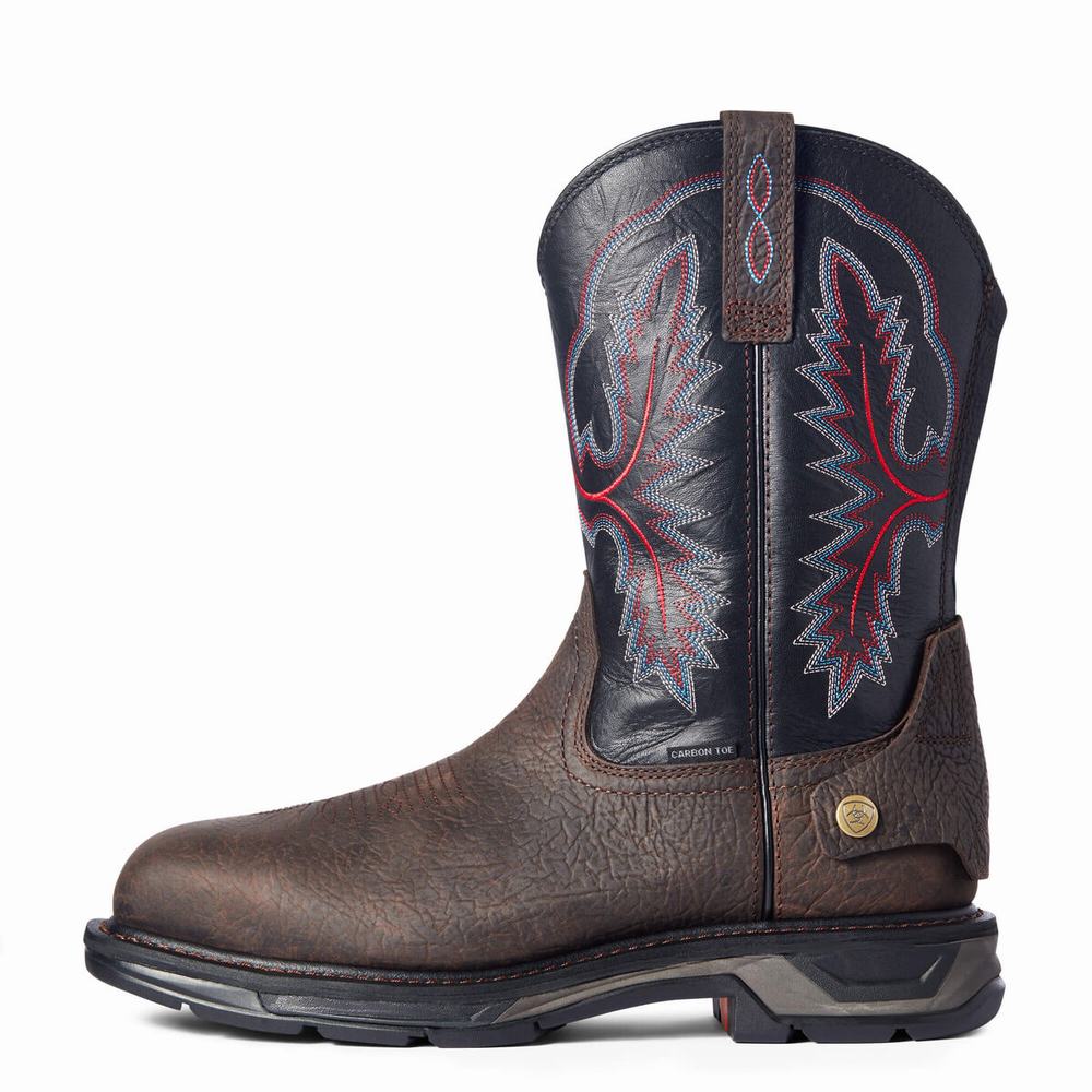 Ariat WorkHog XT EZ Zip Carbon Tå Arbetskängor Herr Bruna | 781-TXGZIV